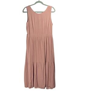Sincerely Jules Midi Dress Women'S Sz Xl Mauve Smocked Cut-Out‎ Back Cottagecore
